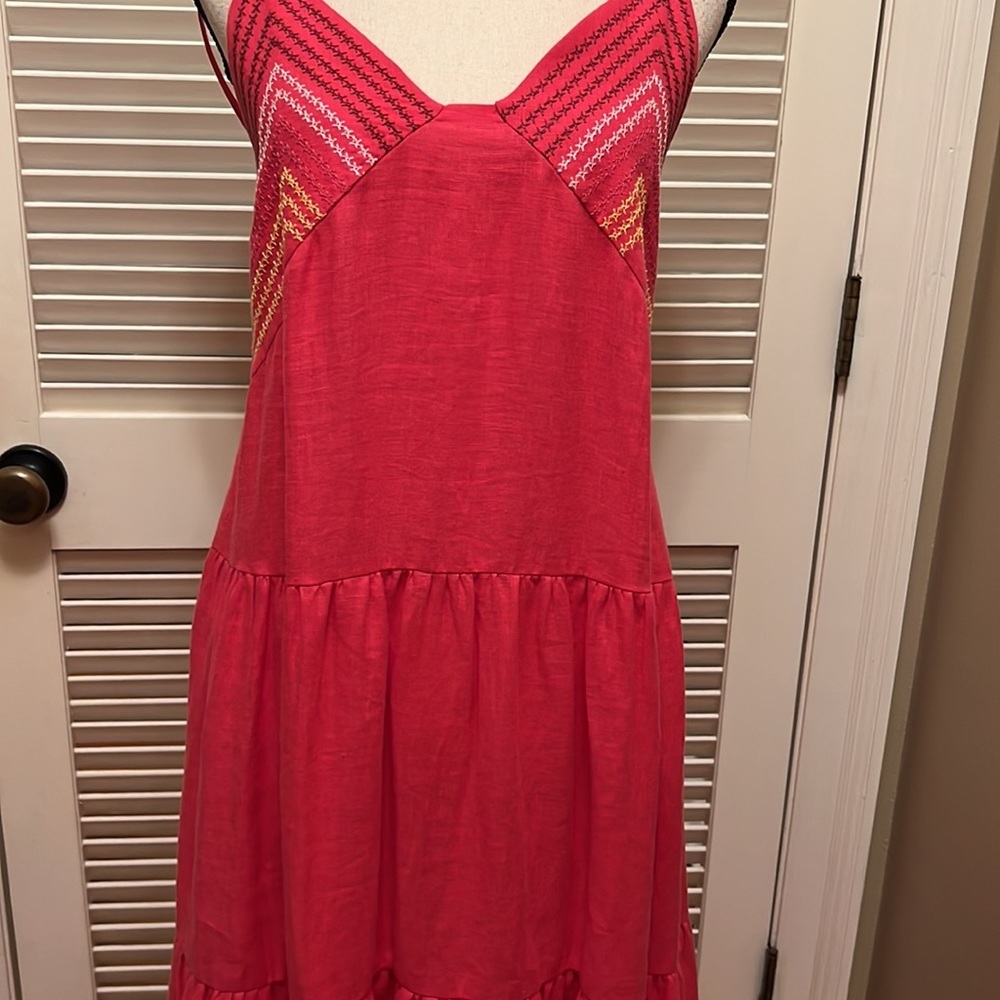 135. SFIZIO Linen Maxi Dress In Raspberry, Size Medium - Picture 6 of 17